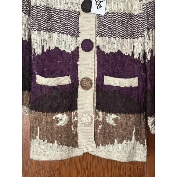 Vero Moda Knit Hooded Button Down Sweater Hoodie Brown Size Small NEW Boho - Picture 8 of 16